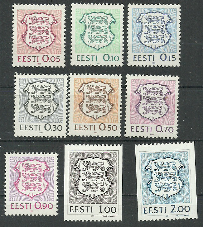 Estonia 1991 mint stamps MNH (**) Mich.# 165-73 National Emblems