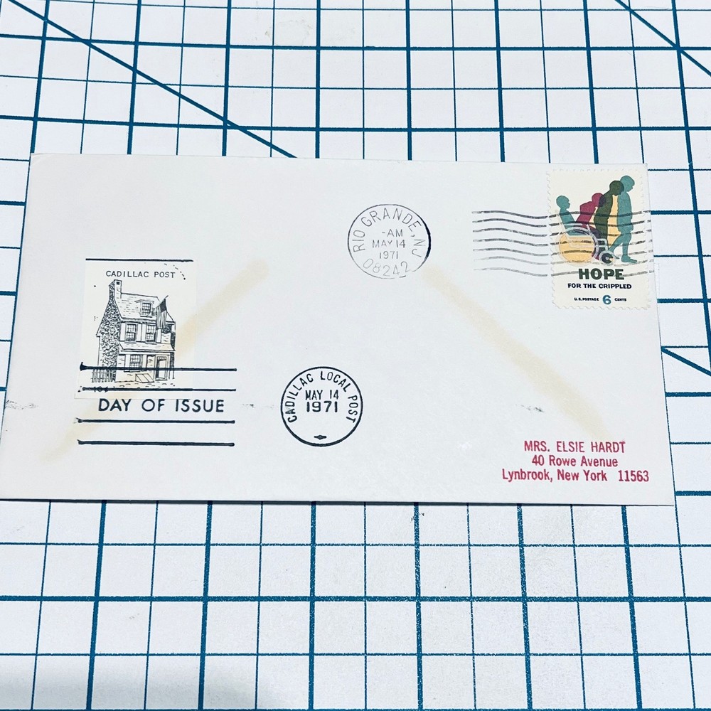 Scott #1424 1971 Hope for the Crippled First Day Cover Vintage FDC Cadillac Post