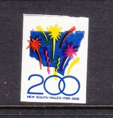 CINDERELLAS: NSW 200TH CELABRATIONS LABEL 1788-1988 PEEL AND STICK