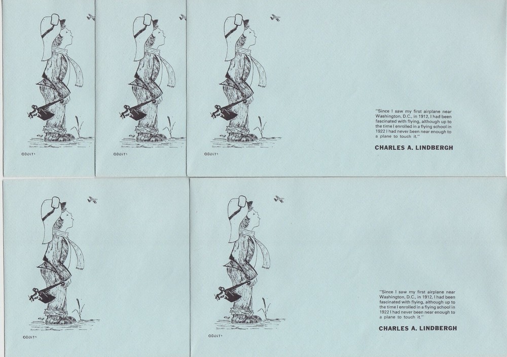 TurtlesTradingPost- Charles Lindbergh – 5 Unused ODDITY Cachets For Future Use!