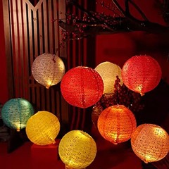12Pcs Chinese Lunar New Year Decorations 2026 Chinese Paper Round-with LED