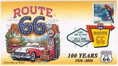 26-157, 2026, Route 66, First Day Cover, Digital Color Postmark, 100th Anniversa