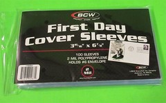 500 FIRST DAY COVER POLY SLEEVES, FOR #6 COVERS, CRYSTAL CLEAR, BCW BRAND