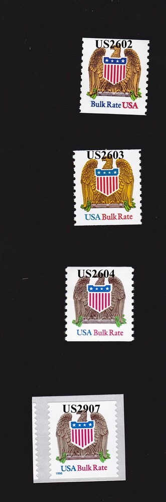 single 10c Eagle & Shield Bulk Rate US 2602, 2603, 2604, 2907 Lot (4)
