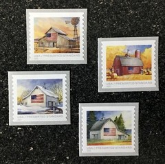 2022USA #5684-5687 10c Flags on Barns – Presorted Standard – Set 4 Coil Singles