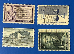 19 Used Postage Stamps Issued 1933 to 1987 Commemorating Historical Events