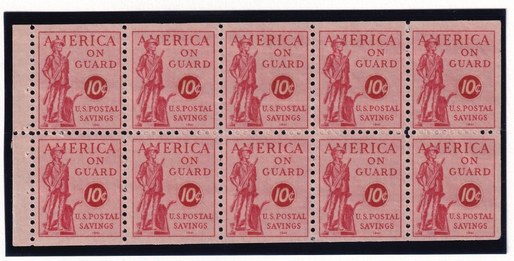 1941 Postal Savings PS11b XF MNH full original gum booklet pane of 10 (XA