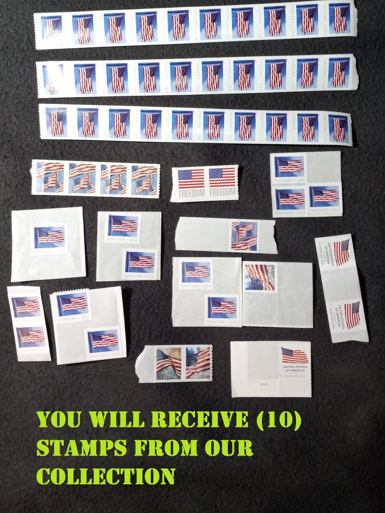 10 Unused Forever US Flag Stamps