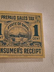 1930’s United States 1 Cent Ohio Vendor’s & Consumer’s Receipt Prepaid Sales Tax