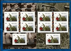 CANADA Remembrance Day ten POPPY postage stamps MNH peel and stick in booklet