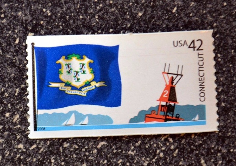 2008USA #4281 42c Connecticut State Flag – Flags of Our Nation Mint NH boat