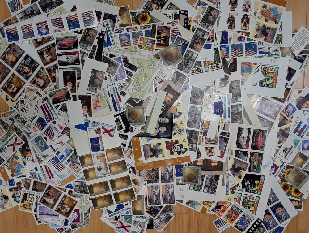 Unused 50 of Multiples & Strips & Singles of 42¢ US Postage Stamps. USA $21.00