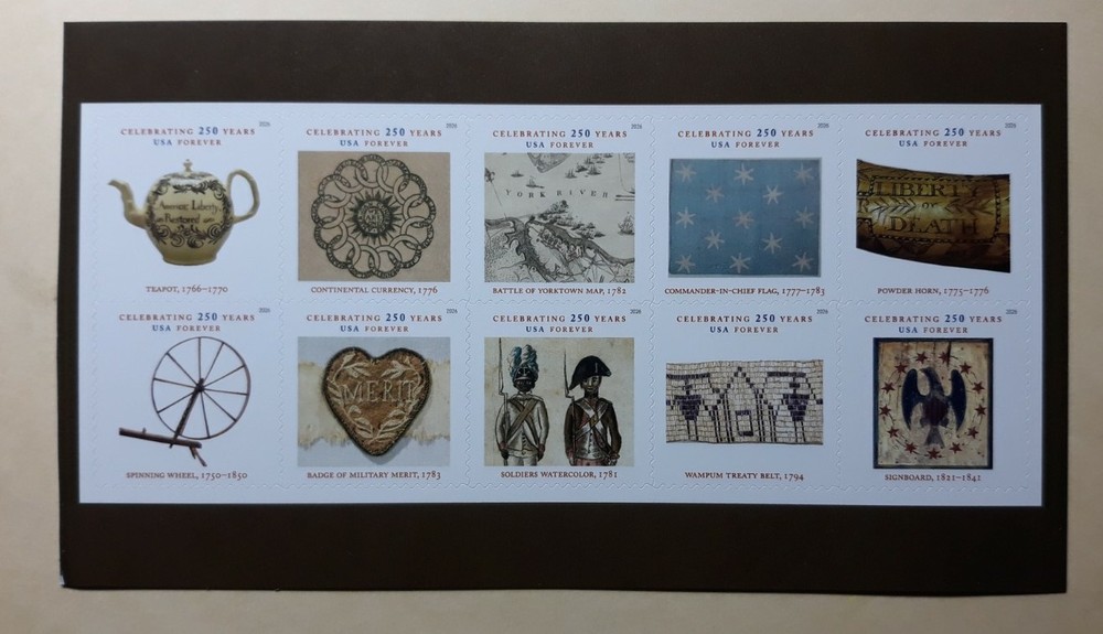 US Scott #6087-96, 2026 Forever, Treasures of the Revolutionary Era Block of 10