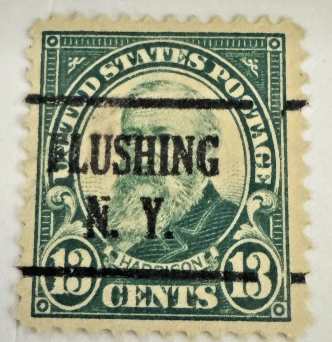 US Stamp, Scott #622, 1926 13c Benjamin Harrison, Green, Perf. 11 / Used