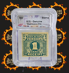 1930s State of Ohio 1c Vendor’s Receipt Prepaid Sales Tax Mint ICG Genuine Slab
