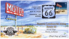 26-181, 2026, Route 66, Complete Set (8 covers), FDC, Pictorial Cancel