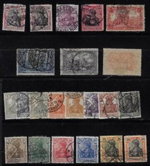 GERMANY 1905 USED SET OF 22 STAMPS THE 5 MARK IS MINT ORIGINAL GUM HINGED