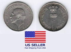 1889 – 1964 Jawaharlal Nehru India Old One Rupee Coin (Genuine) US Seller