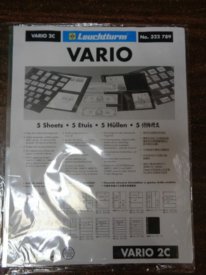 2C VARIO CLEAR Lighthouse Stock pages pack of 5 one sided NEW 2 Row pocket
