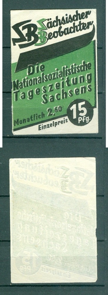 Germany. 1933-1945. Poster Stamp. MNG “Sachsischer Beobachter” Daily Newspaper”