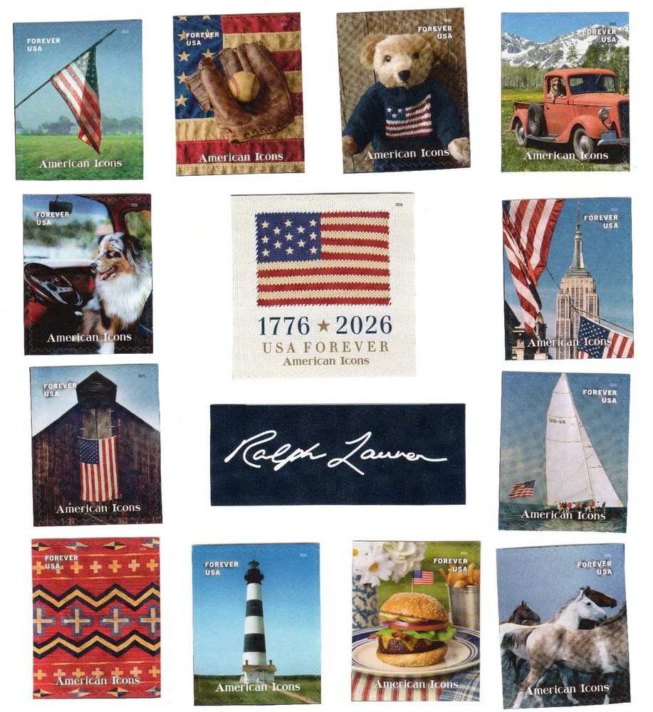 Scott #6105 American Icons Set of 13 Single Forever Stamps – MNH Image cut