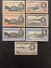 Ascension 1938-53, 7x Stamps Mint Light Hinge Short set + Original gum.