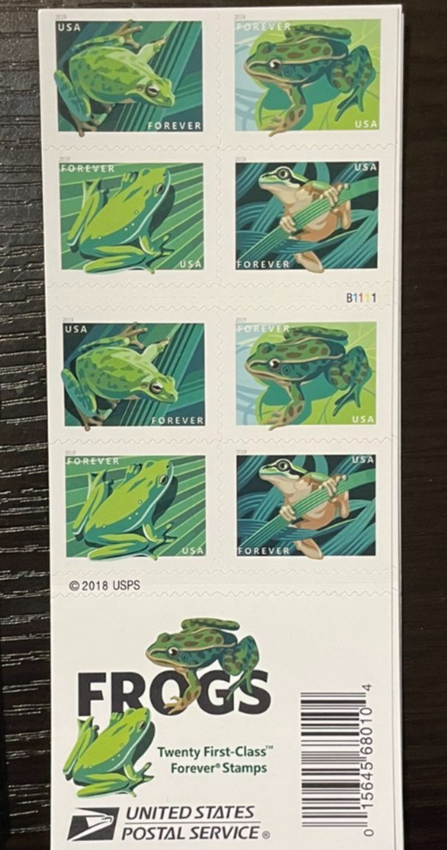 2019 Frogs Stamps Booklet of 20 – Forever – MNH