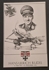 WW2 WWII German Hans Ulrich Udel Commemorative Postcard Memorial Card lot x 2