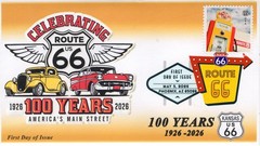 26-163, 2026, Route 66, Complete Set (8 Covers), First Day Cover, Digital Color