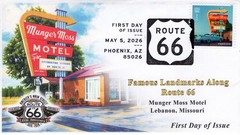 26-181, 2026, Route 66, Complete Set (8 covers), FDC, Pictorial Cancel