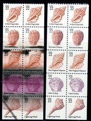EFO 2121 AMAZING MULTI-COLOR INK SMEAR BOOKLET PANE W/INSPECTOR’S SLASH MARK