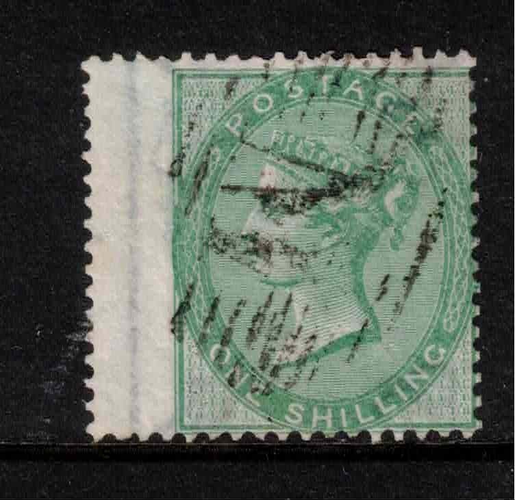 Malta 1856 QV SG71 GB Used Abroad Z22 “M” 1/- deep green Wmk Emblems