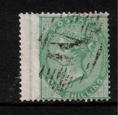 Malta 1856 QV SG71 GB Used Abroad Z22 “M” 1/- deep green Wmk Emblems