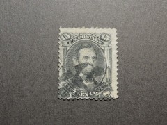 US Stamp Scott No 91 1867 15c Abraham Lincoln, Black, E Grill, Perf 12 VF