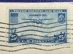 FIRST Flight Pan American trans-pacific, Nov. 22, 1935, FDC, to Ridley Park, PA
