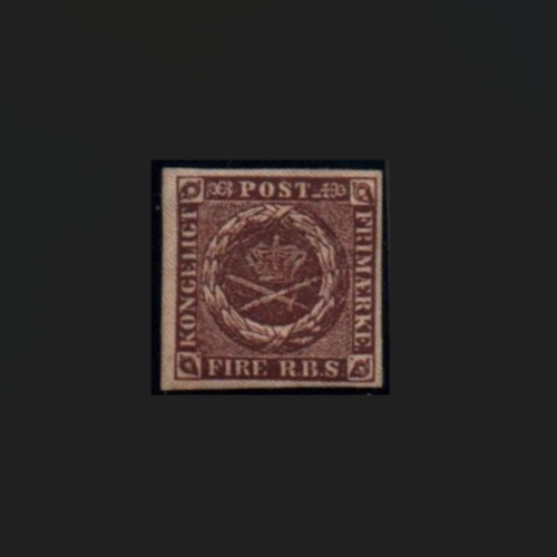 Denmark Scott 2a full margins, part original gum, a rare stamp