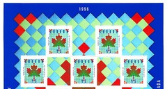Postage Stamps CANADA DAY 1996 Imperf Peel and Stick Canadian Mint Sheet Quilts