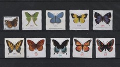 US 2010 -2025 Butterflies + Luna Moth, Complete10 Single Stamps –