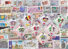 100 All Different Flags on Stamps
