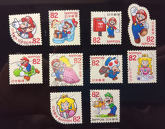 *FREE SHIP* Super Mario Japan Stamps 2017 Complete Set of 10 -USED-