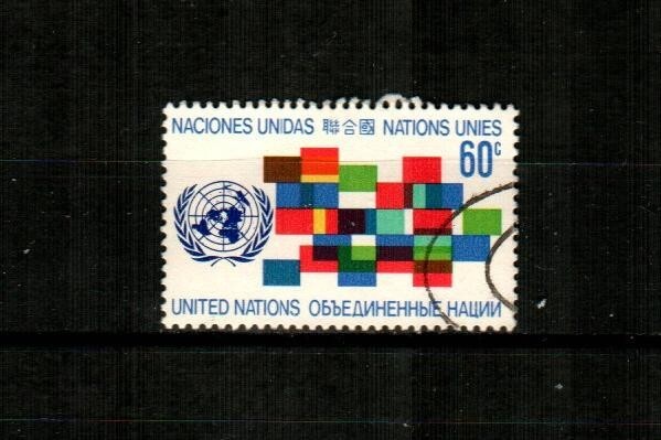UNITED NATIONS Scott’s 223 ( 1v ) UN Emblem and Flags F/VF Used ( 1971 )