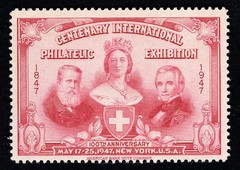 US 1947 Centenary International Philatelic Exhibition Poster Stamp NY – RED