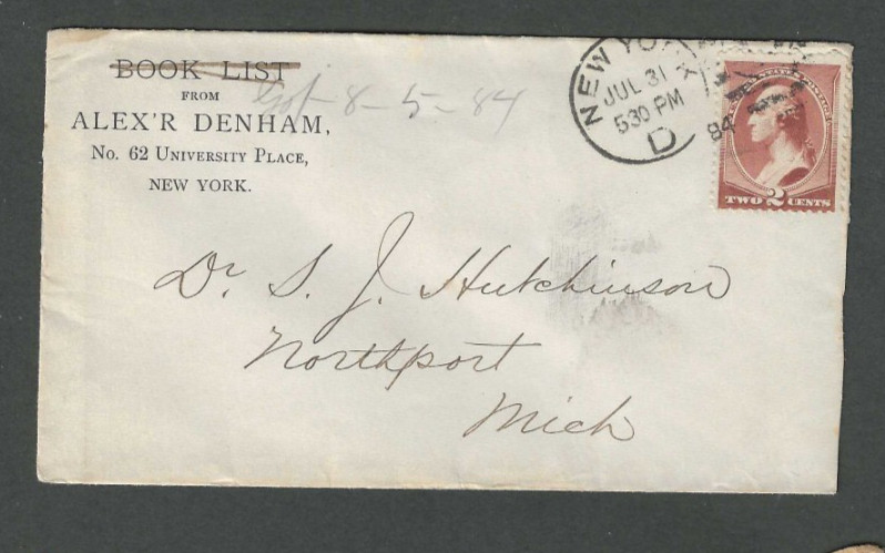 1884 New York City Alex’r Denham Well Known Seller of Rare Books