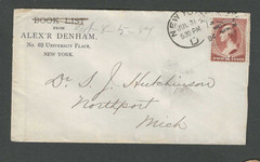 1884 New York City Alex’r Denham Well Known Seller of Rare Books
