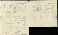 GB cover ENTIRE GPO EVENING DOUBLE RIM 1826 handstamp 2d charge mark GOOD