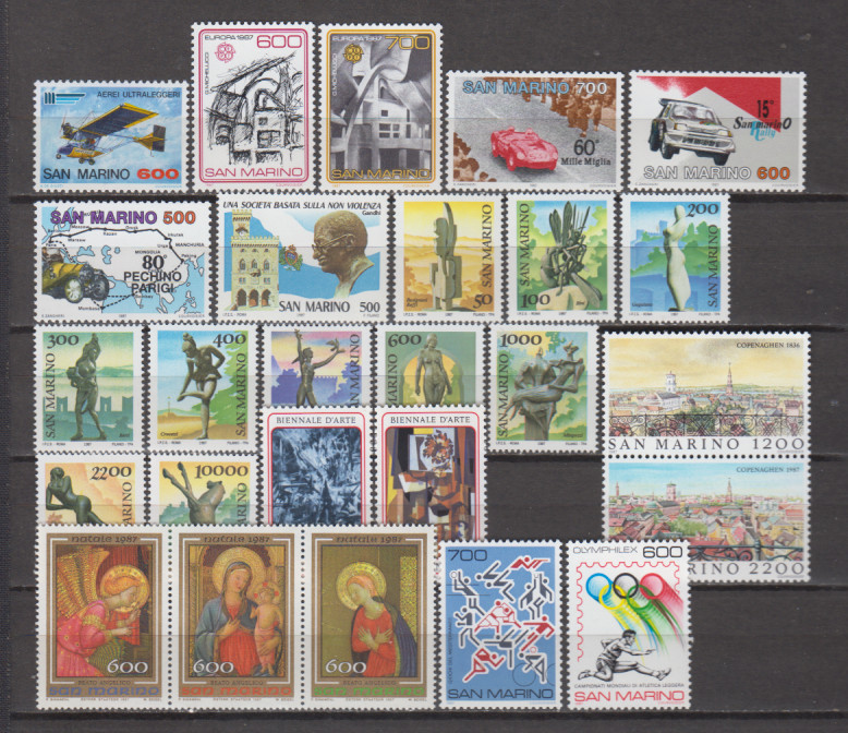 SAN MARINO ITALY 1987 COMPLETE YEAR SET MINT NEVER HINGED MNH