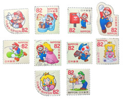 *FREE SHIP* Super Mario Japan Stamps 2017 Complete Set of 10 -USED-