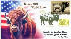 26-222, 2026, American Bison, First Day Cover, Digital Color Postmark, Boston M