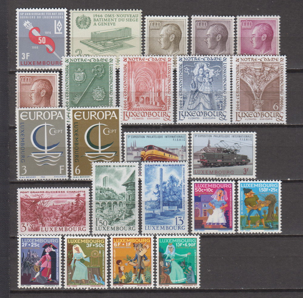 LUXEMBOURG 1966 COMPLETE YEAR SET MINT NEVER HINGED MNH (SEE PICTURE)