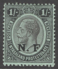 SG N5 Nyasaland-Rhodesian Force 1916. 1/- black/green. Mounted mint CAT £70